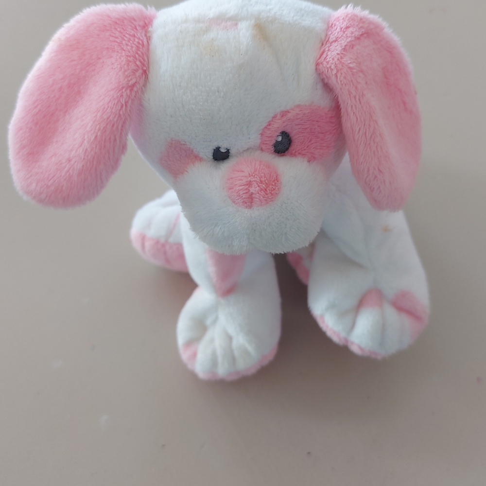 Ty Baby Pups Plush Puppy in White and Pink Accents